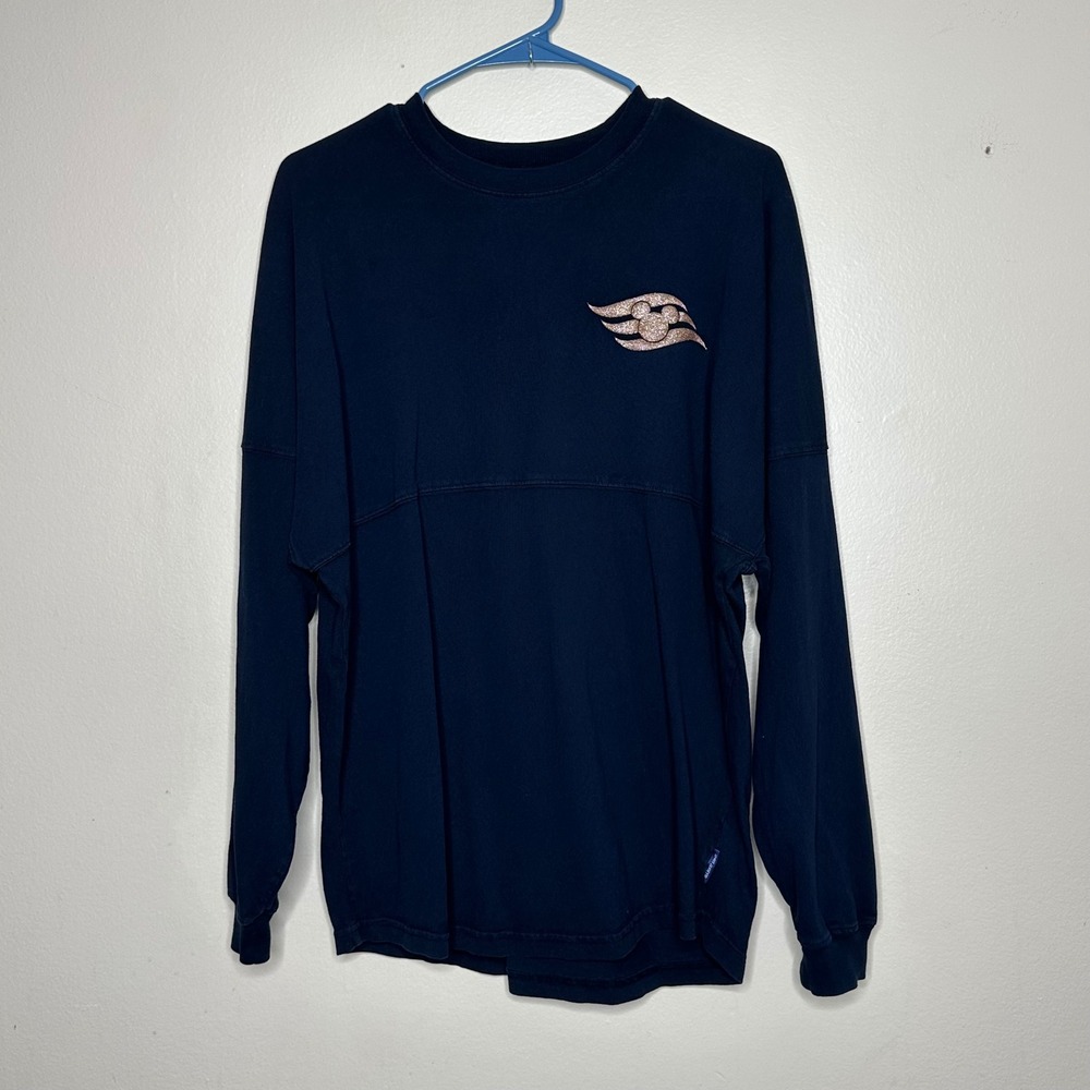 Disney Cruise Line Spirit Jersey Navy Blue Rose Gold Glitter Logo Small